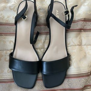 Also black sandals leopard heel size 9 women.